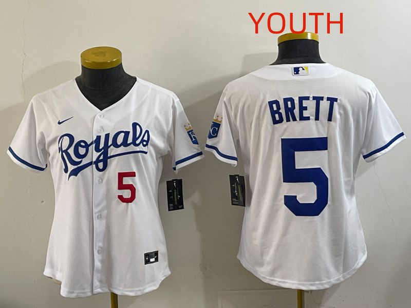 Youth Kansas City Royals #5 Brett White Game Nike MLB Jersey style 002